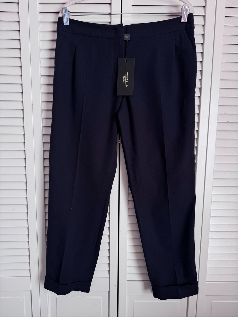 Weekend MaxMara Ultramarine Pant Trouser Cammeo Navy Size 10 Preppy Designer NWT